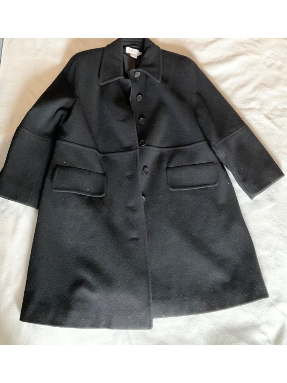 Talbots Women's Black Wool Long Sleeve Winter Pea Coat 10P bust42